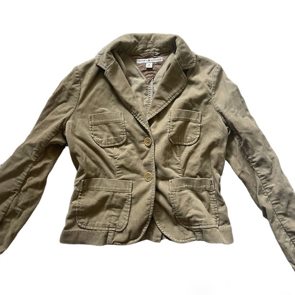 Corduroy Jacket Tommy Hilfiger Missy Brown Jacket Button Down Blazer Medium - Picture 1 of 6